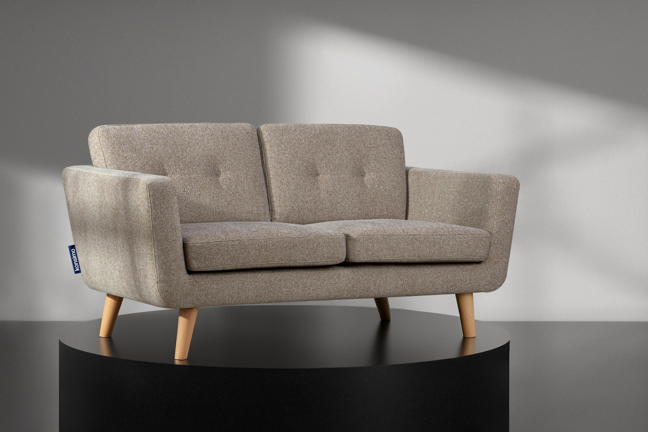 Thumbnail - Konsimo® 2-Sitzer-Sofa, Hellbraun, Textil, 88x80x153 cm, Wohnzimmer, Sofas & Couches, Sofas, 2-Sitzer Sofas