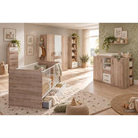 BABYZIMMER Cariba in Eiche San Remo und Weiß 9 teilig - Braun, Holzwerkstoff (120/200/80cm)