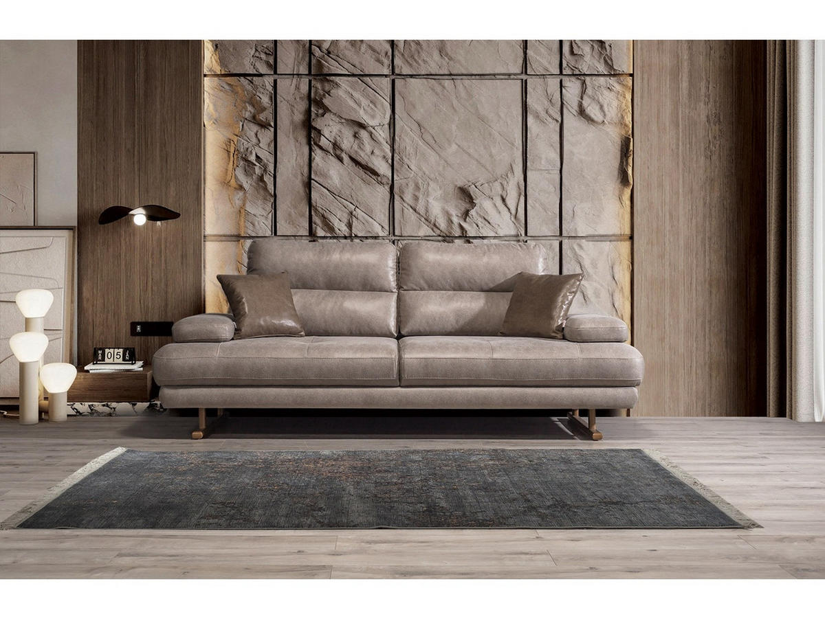 SOFA Quatro 3-Sitzer Nubuk Taupe - Taupe, Holz/Textil (240/90/105cm) - Villa Möbel