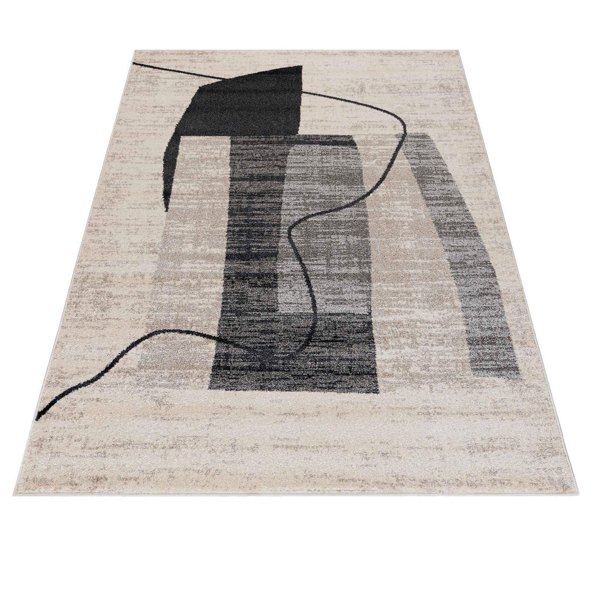 TEPPICH Beige Geometrisch In-Outdoor Pflanzlich Kurzflor Rechteckig 160 x 230 cm - Dunkelgrau, Textil (160/230cm) - Mazovia
