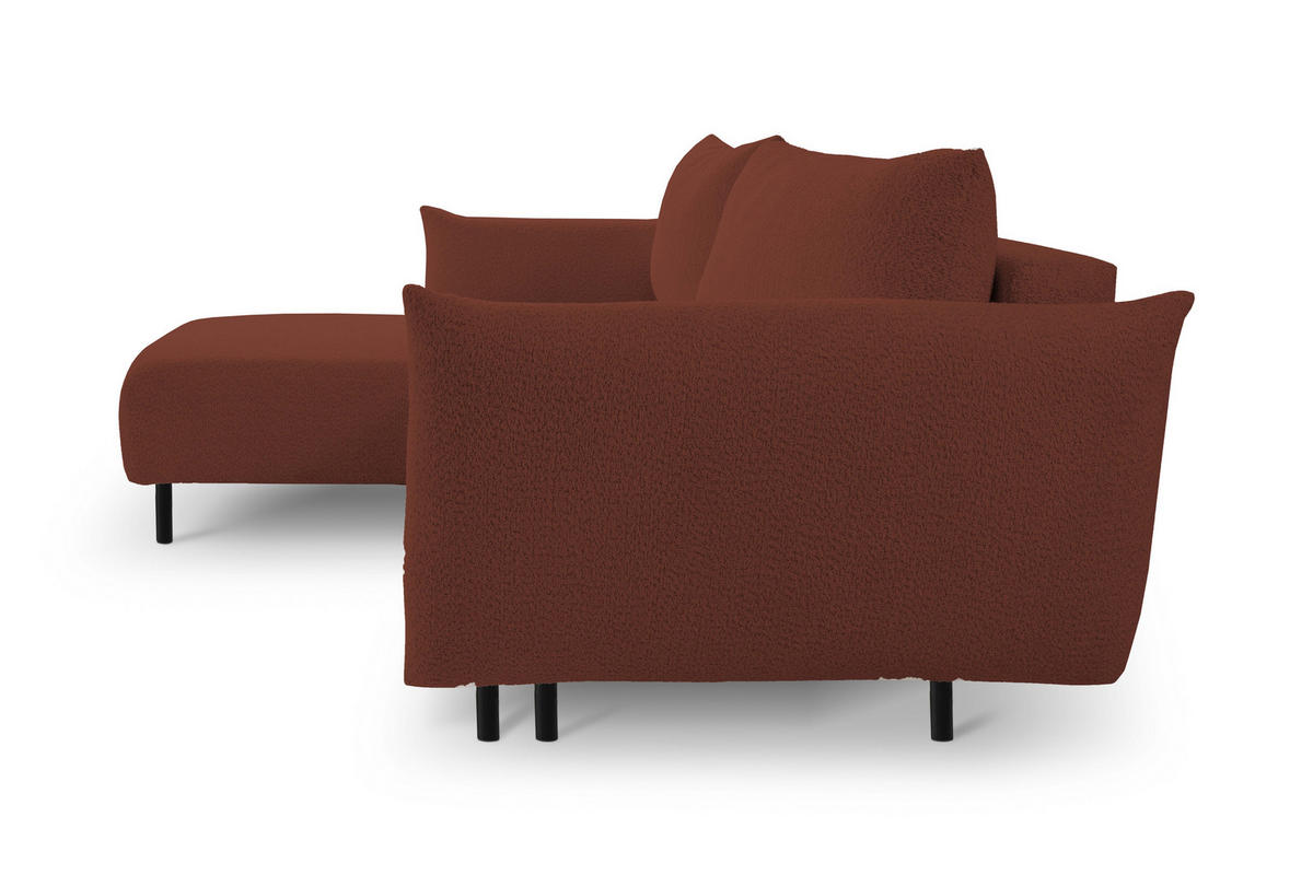 ECKSOFA ADEL mit Schlaffunktion und Bettkasten, L-förm, Metallbeine, verstellbar lose Rückenkissen, freistehend, LINKS, 171x257x90 cm, Bordeaux - Bordeaux, Holz/Textil (171/257cm) - DomoHome