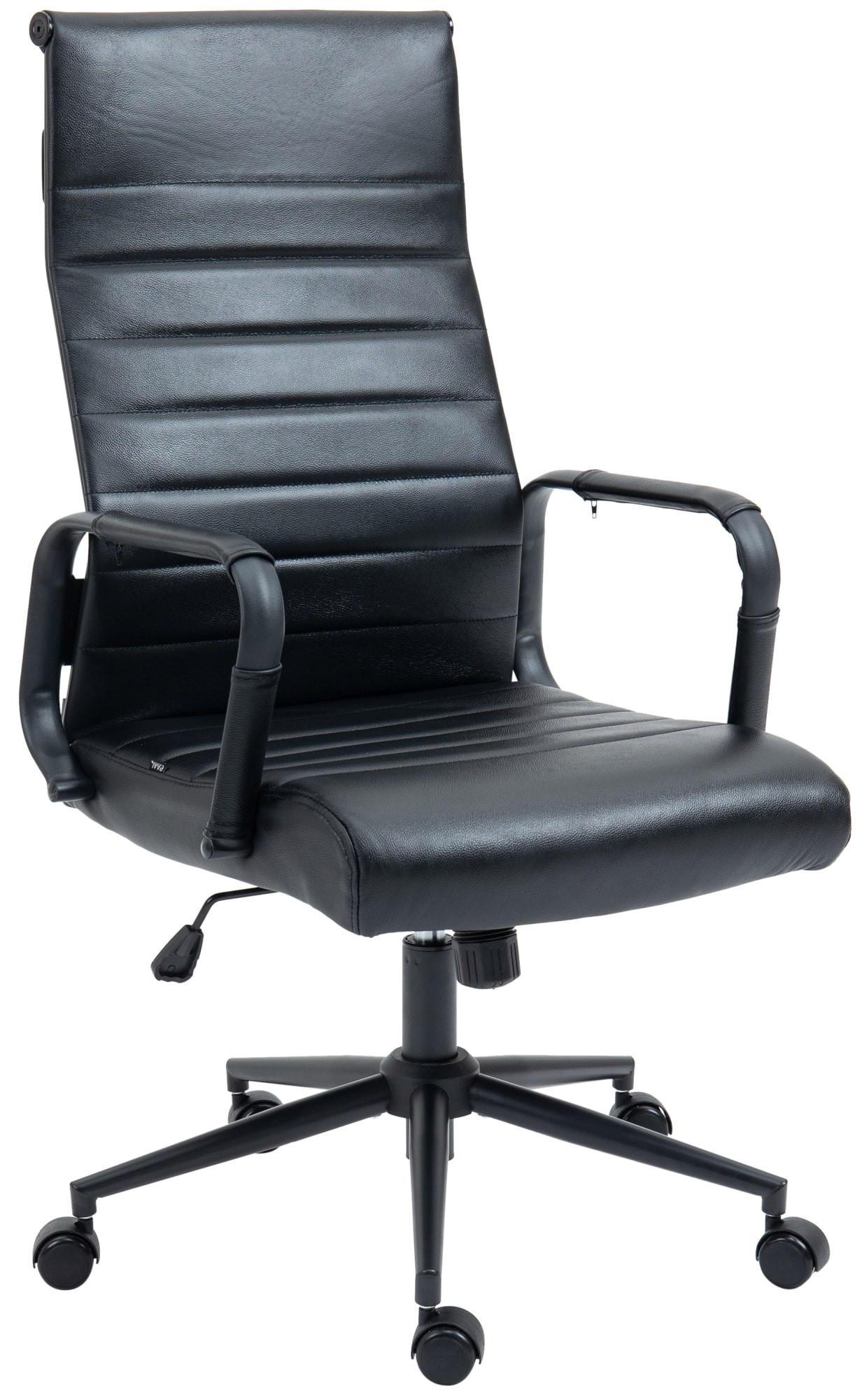 KONTORSSTOL Kolumbus äkta läder - Svart, Läder/Metall (58/105/66cm) - CLP