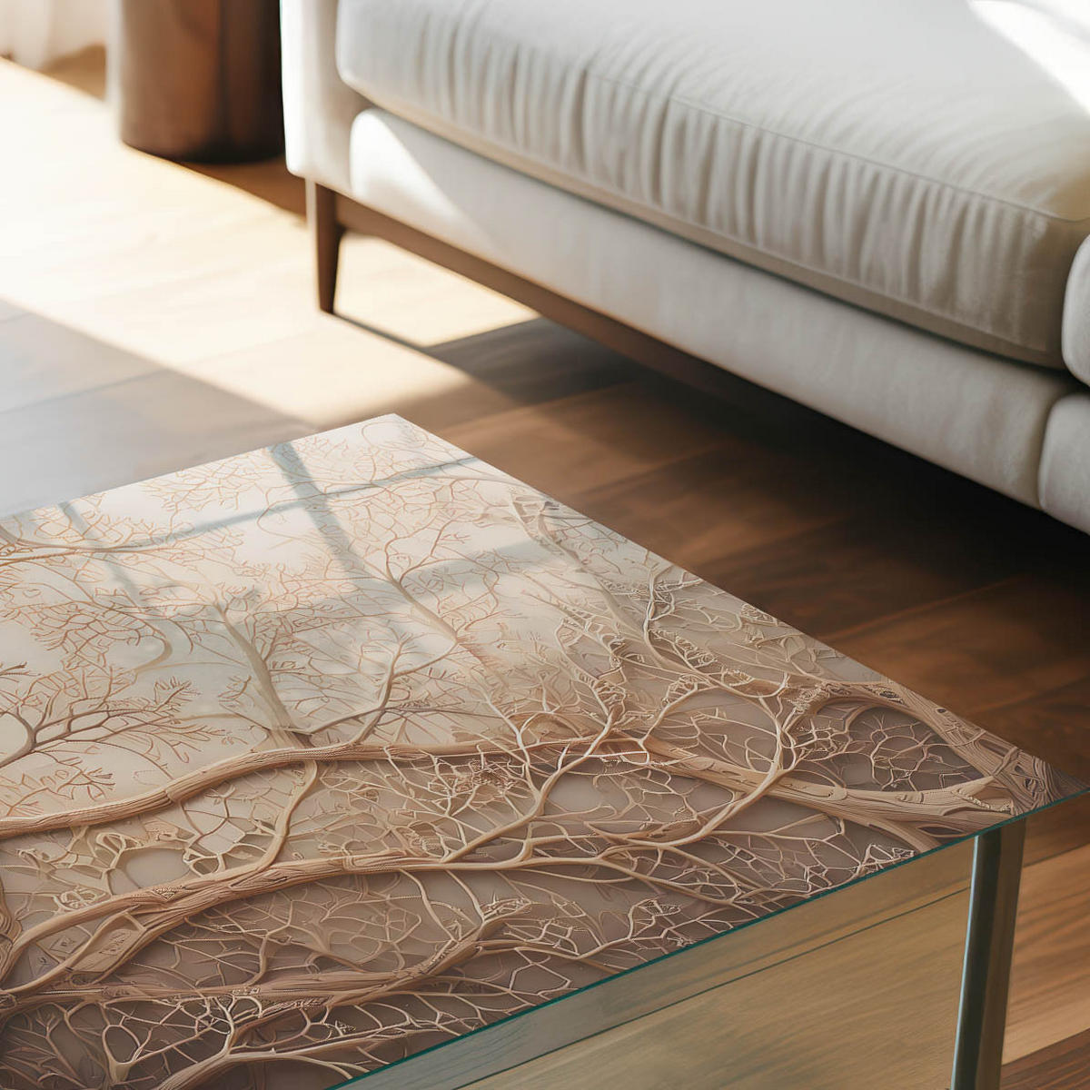 GLASPLATTE 80x60 cm – Hauptzweige - Beige, Glas (0.4/80/60cm) - ArtPrintCave