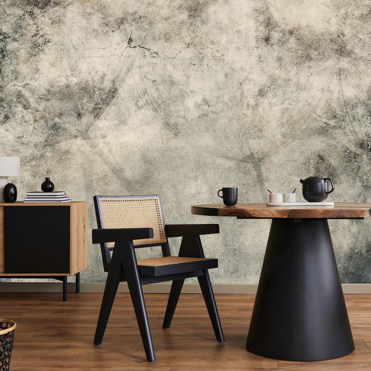 FOTOTAPETE für Wohnzimmer Löwenzahnsamen Beton Abstraktion Retro 250x175 - Beige/Braun, Papier (250/175cm) - Muralo