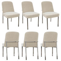 ESSZIMMERSTUHL 6er Set Samt Beige Metallbeine Silber Rahmen - Beige, Textil (53/82/42.5cm) - FLIEKS