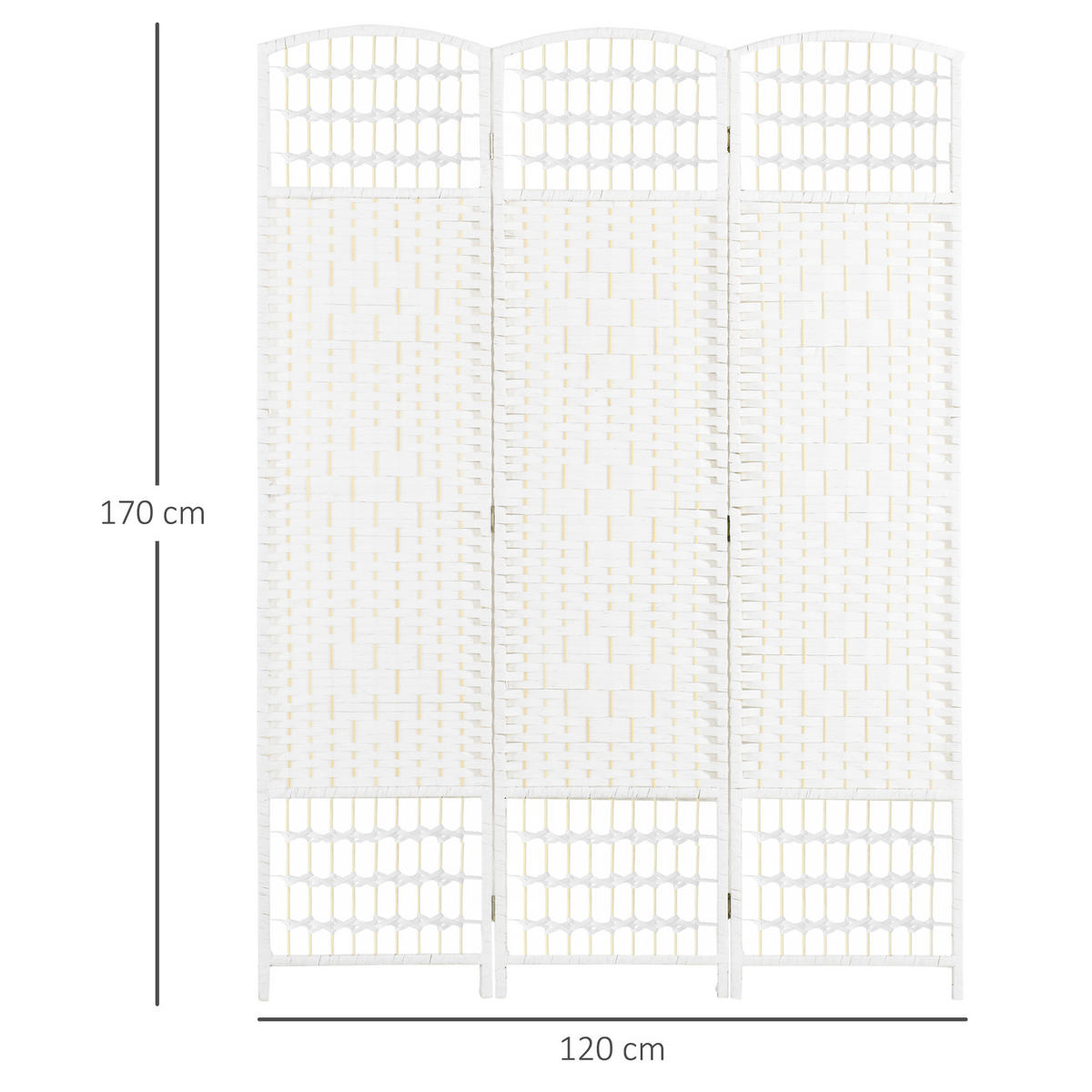 PARAVENT 3-tlg DE-14368 faltbarer PARAVENT Weiß - Weiß, Holzwerkstoff (120/170/1.5cm) - ComfortXL