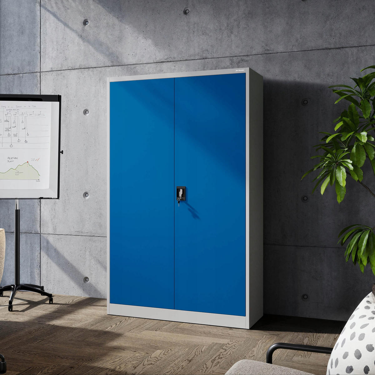 AKTENSCHRANK JAN II - Blau/Grau, Metall (115/185/40cm) - Jan Nowak