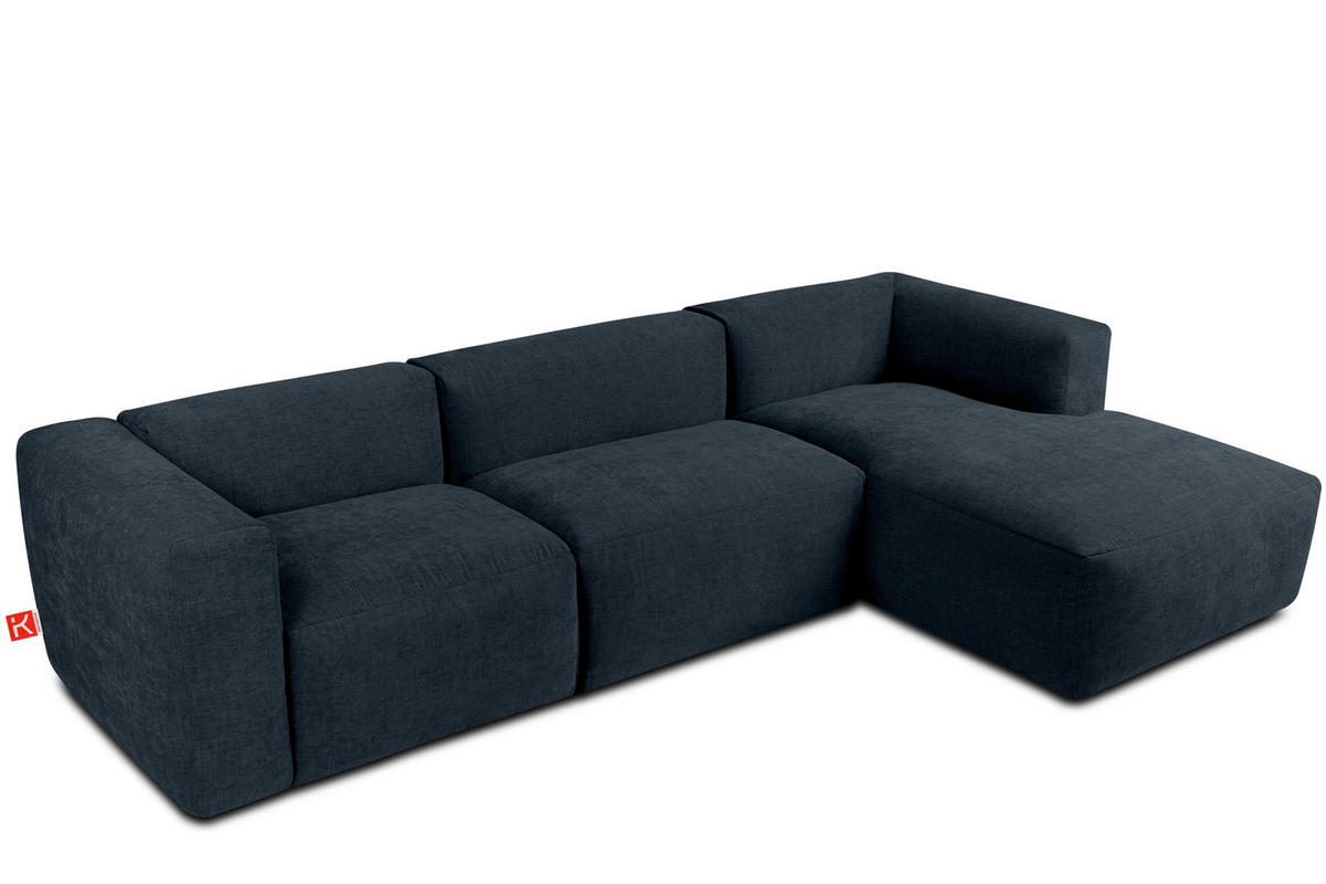 ECKMODULSOFA-RECHTS BUFFO mit extrem weicher und bequemer Sitzfläche, Gewebestoff, dunkelblau - Dunkelblau, Textil (297/180cm) - KONSIMO®