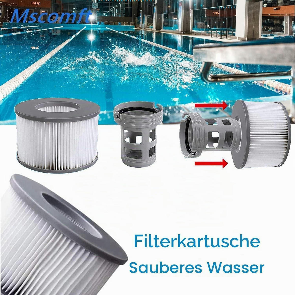 FILTERKARTUSCHE 6-teiliges Set für Whirlpools und Spas - Grau, Kunststoff (11/8/11cm)