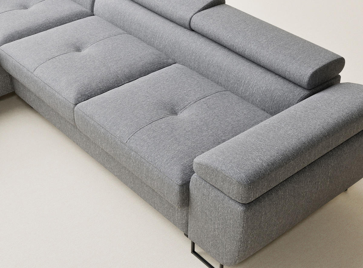 ECKSOFA MIT SCHLAFFUNKTION Concord Grau Webstoff - Schwarz/Grau, Holz/Holzwerkstoff (277/203cm) - Maison de Reve