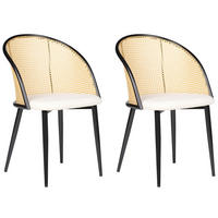 ESSZIMMERSTUHL 2er-Set Metall schwarz/beige Cornell - Hellbraun/Beige, Metall (52/83/46cm) - Beliani