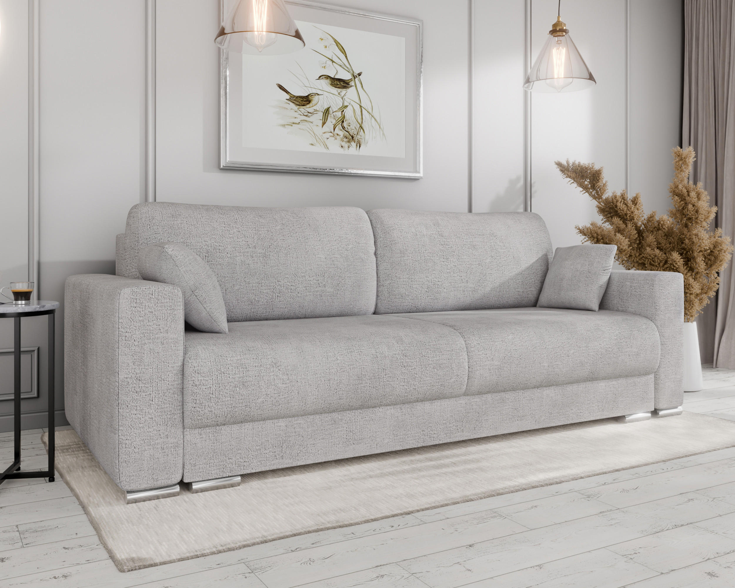 SCHLAFSOFA Calma mit Bettkasten 3-Sitzer modernen Stil, Graubraun - Graubraun, Holz (229/87/97cm) - Homesy
