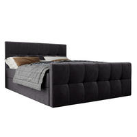 BOXBETT Settlio 160/200 cm in Grau – mit Bettkasten und Fußteil - Schwarz/Grau, Holz/Holzwerkstoff (160/200cm) - AX Living