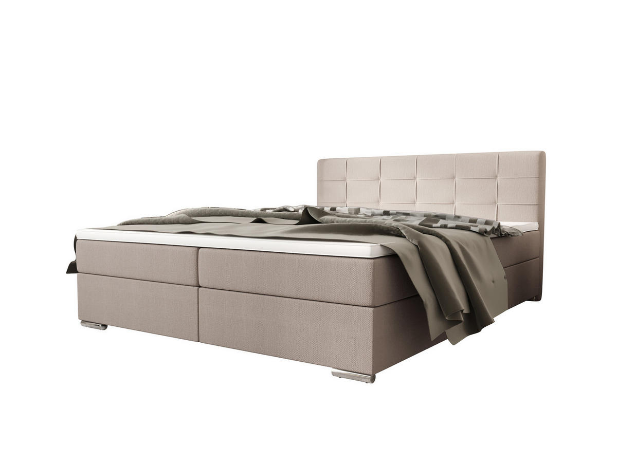 BOXBETT ZILANO 1 mit Matratze H3 und Topper 140x200 Cosmic 10 - Beige, Holz/Textil (140/200cm) - Bedante