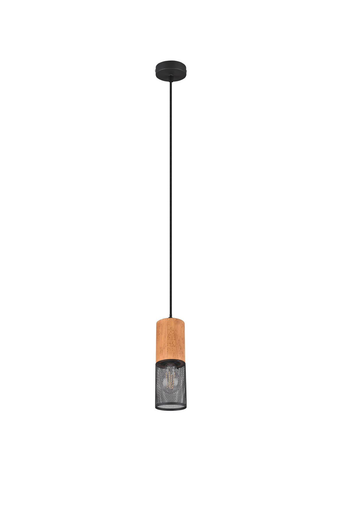 HÄNGELEUCHTE Holz Metall Schwarz-Matt Natur - Braun, Holz (10/10/150cm) - Trio Leuchten