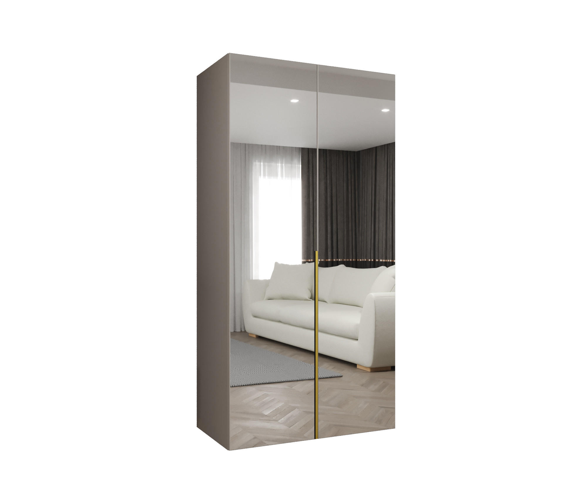 DREHTÜRENSCHRANK 202/100/52 2-türig - Kaschmir/Goldfarben, Holz (100/202/52cm) - Abiks Möbel