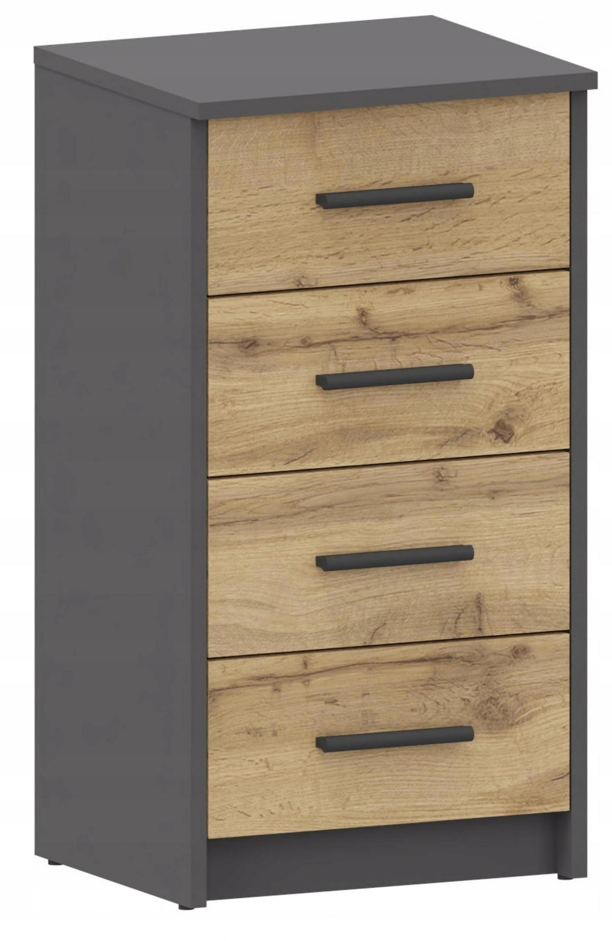 KOMMODE Bodo 4S Anthrazit-Wotan Eiche 40/35/75 cm - Anthrazit/Eiche Wotan, Holzwerkstoff (40/75/35cm) - Matkam Möbel