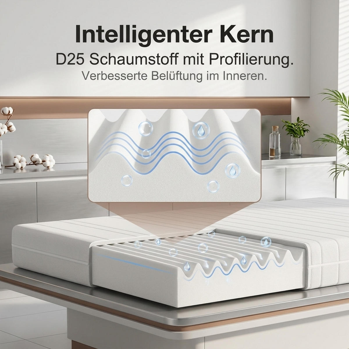 KALTSCHAUMMATRATZE 90/200 cm Weiß Höhe 20cm - Weiß, Textil (90/200cm) - Oxeza