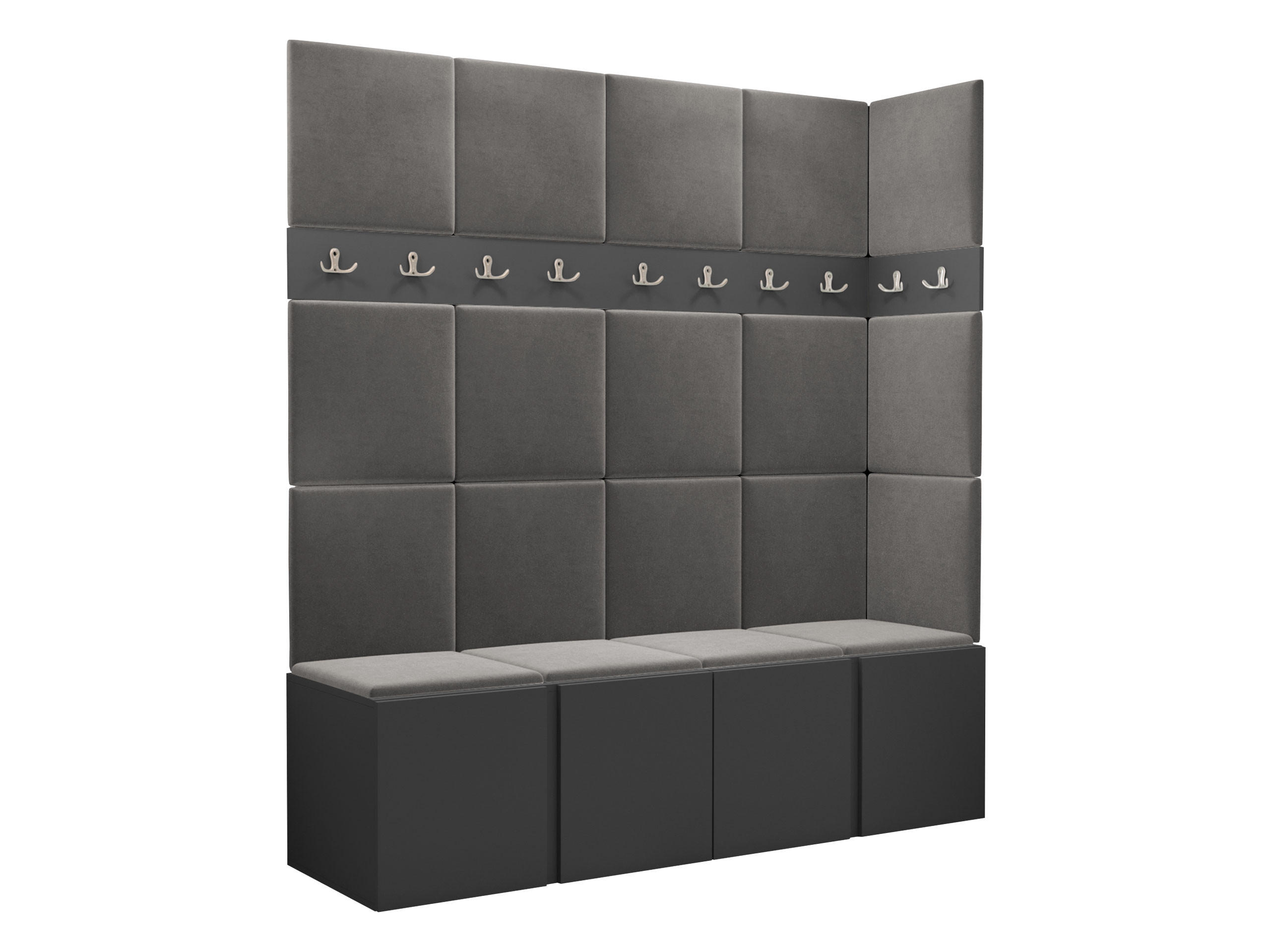 GARDEROBEN-SET Orion II - Graphitfarben/Grau, Holzwerkstoff/Kunststoff (168/186/46cm) - MIRJAN24