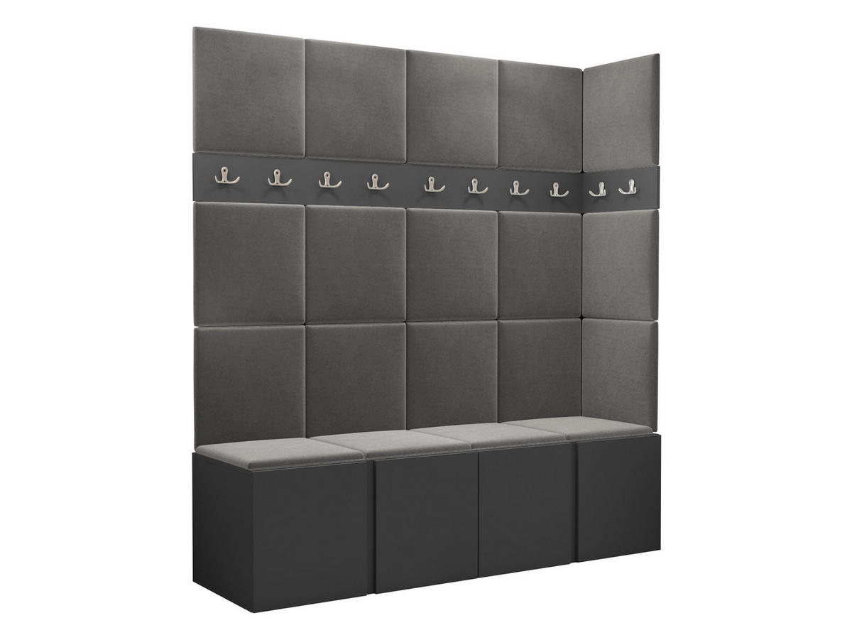 GARDEROBEN-SET Orion II - Graphitfarben/Grau, Holzwerkstoff/Kunststoff (168/186/46cm) - MIRJAN24