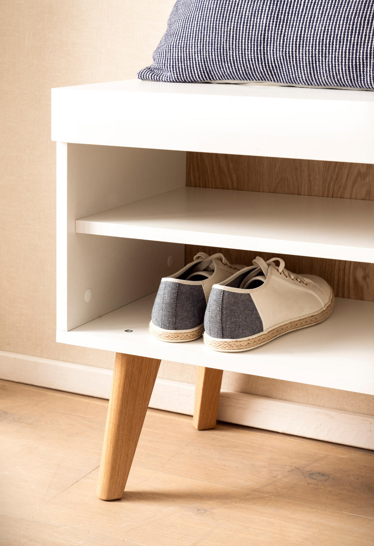 GARDEROBEN-SET weiß matt, Eiche, Kompaktgarderobe skandinavisch 110x197 cm - Eichefarben/Weiß, Glas/Holz (107/197/34cm) - Furn.Design