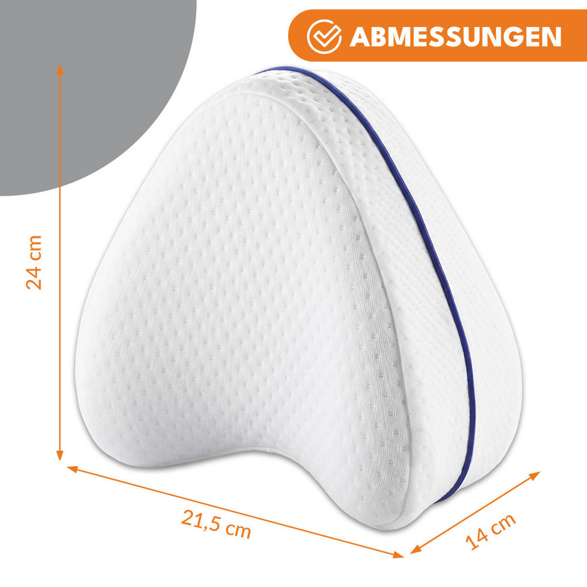 KNIEKISSEN, Orthopädisches Kissen für Ischias - Weiß, Textil (21.5/14cm) - KRUMAD