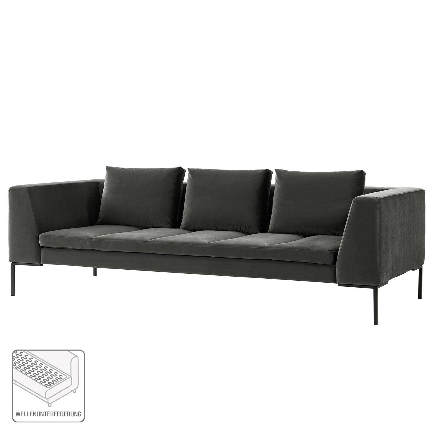 3-SITZER SOFA - Chromfarben/Grün, Textil (238/81/105cm) - home24