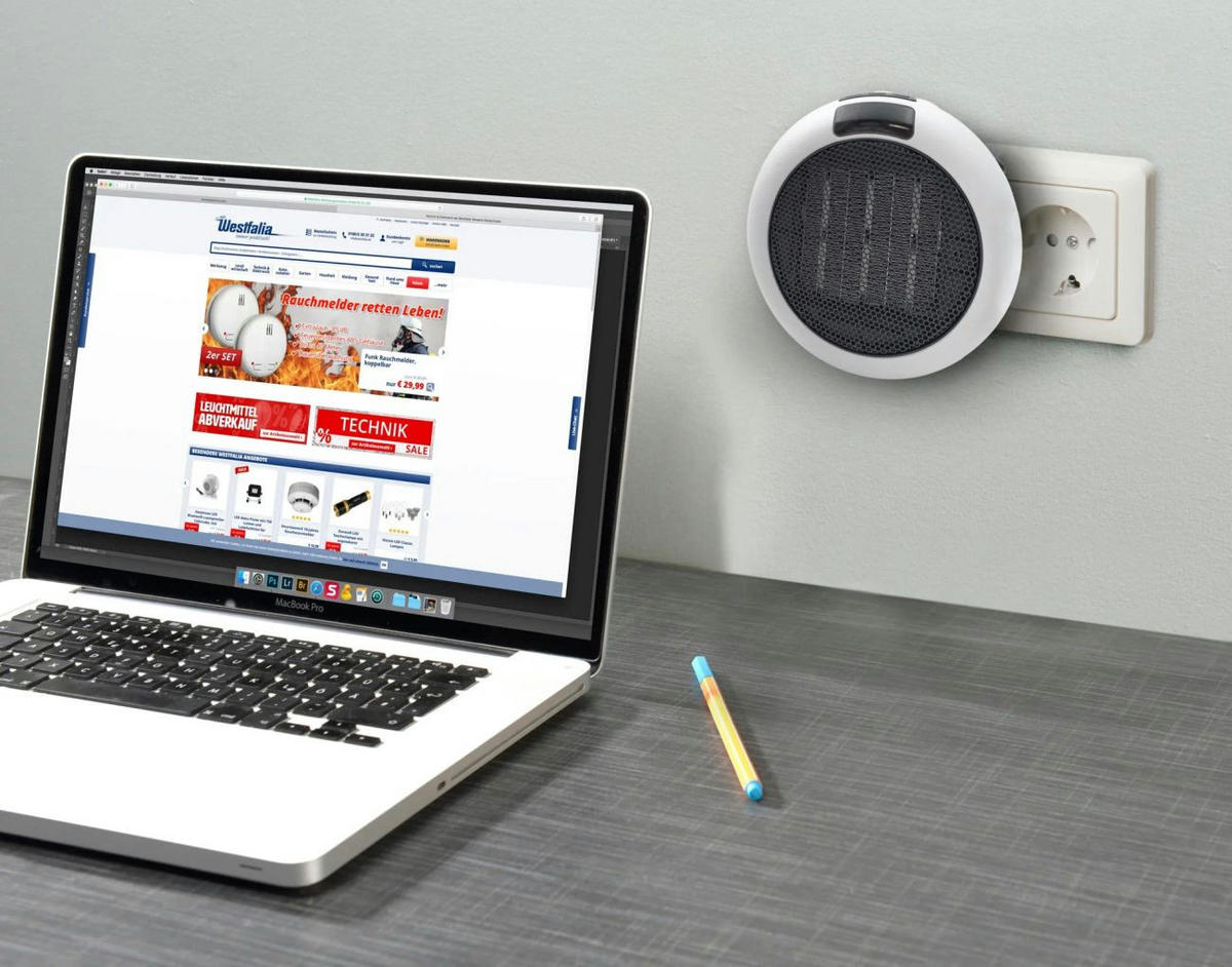 HEIZGERÄT Steckdosenheizer, mit Fernbedienung, kompakt, weiß - Weiß, Kunststoff (1.4/1.1/1.4cm) - Westfalia