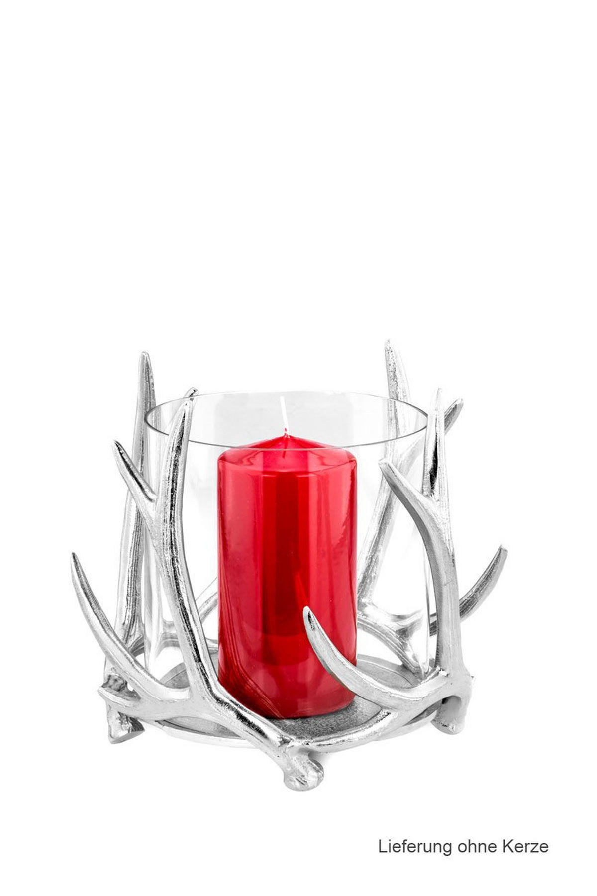 WINDLICHT Geweih H 22 cm, Außen-Ø 23 cm - Silberfarben, Paraffin (23/22/22cm) - Hermann Bauer jun. Kollektion GmbH