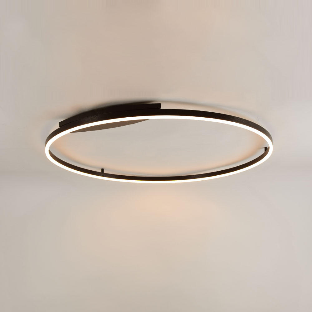 LED-WAND-/DECKENLAMPE Ring Schwarz Ø 100cm - Schwarz, Metall (100/100/5.5cm) - s.luce