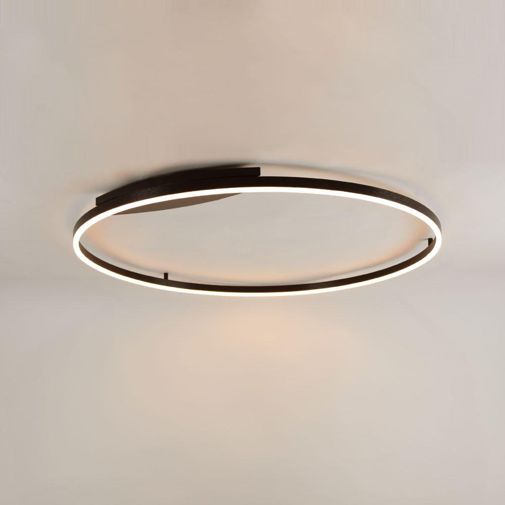 LED-WAND-/DECKENLAMPE Ring Schwarz Ø 100cm - Schwarz, Metall (100.0/5.5cm) - s.luce