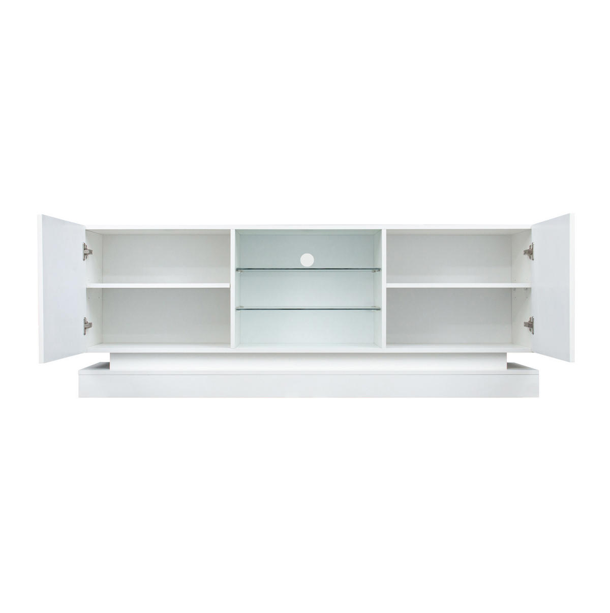 TV-LOWBOARD aus Spanplatte 160x38,5x60 cm Weiß mit verstellbaren Böden und USB-Lichtleiste - Weiß, Holzwerkstoff (160/60/38.5cm) - IVMEU