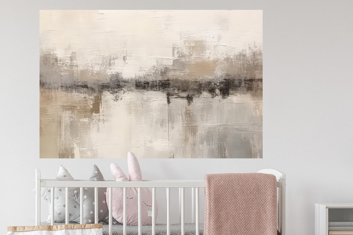 WANDTATTOO Moderne Kunst - Abstrakt - Beige 120x80 cm - Beige, Kunststoff (120/80/0.1cm) - MuchoWow