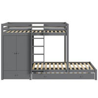 ETAGENBETT 90/200 cm grau mit Ausziehbett und Kleiderschrank - Grau, Holz (90/200cm) - OKWISH