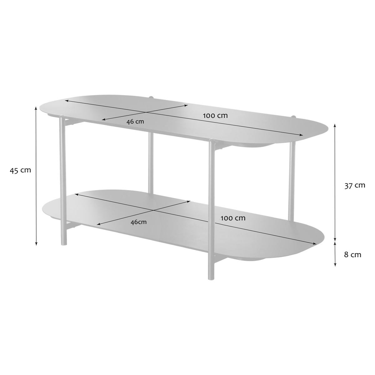 ZWEISTUFIGER Couchtisch aus schwarzem Metall 58/45,5/100 cm - Schwarz, Metall (100/58/45.5cm) - Calicosy