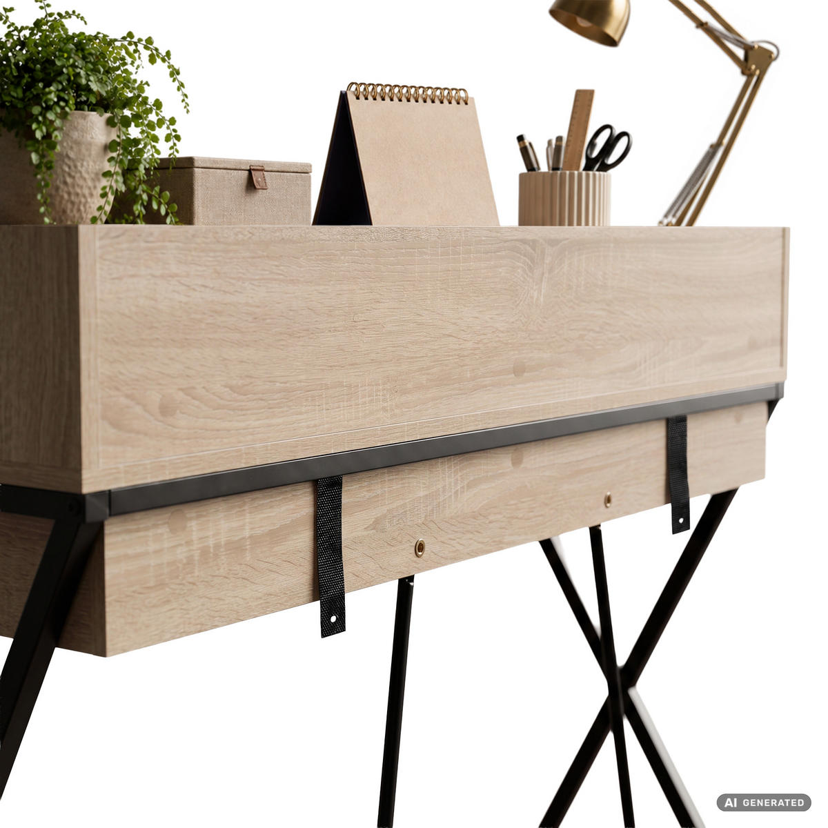 SCHREIBTISCH FLEXO 100 cm Eiche Sonoma - Schwarz/Sonoma Eiche, Holzwerkstoff (100/50/89.5cm) - Akord