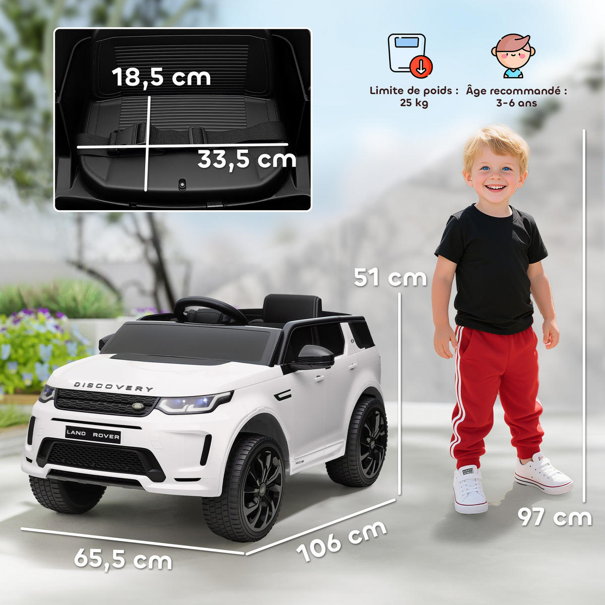 ELEKTRO-KINDERAUTO DE-13044 Fernbedienung Weiß - Weiß, Kunststoff (106/65.5/51cm) - ComfortXL