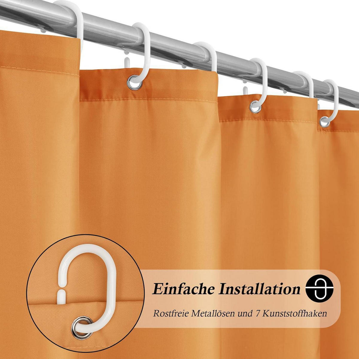 DUSCHVORHANG Textil Orange 100 x 200 cm - Orange, Textil (100/200cm)