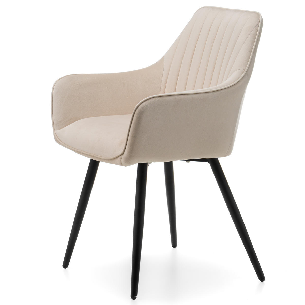 STUHL PASSO gepolstert mit Steppung - beige - Samt Velours - Ecru/Beige, Textil/Metall (58/87/60cm) - NEW HOME