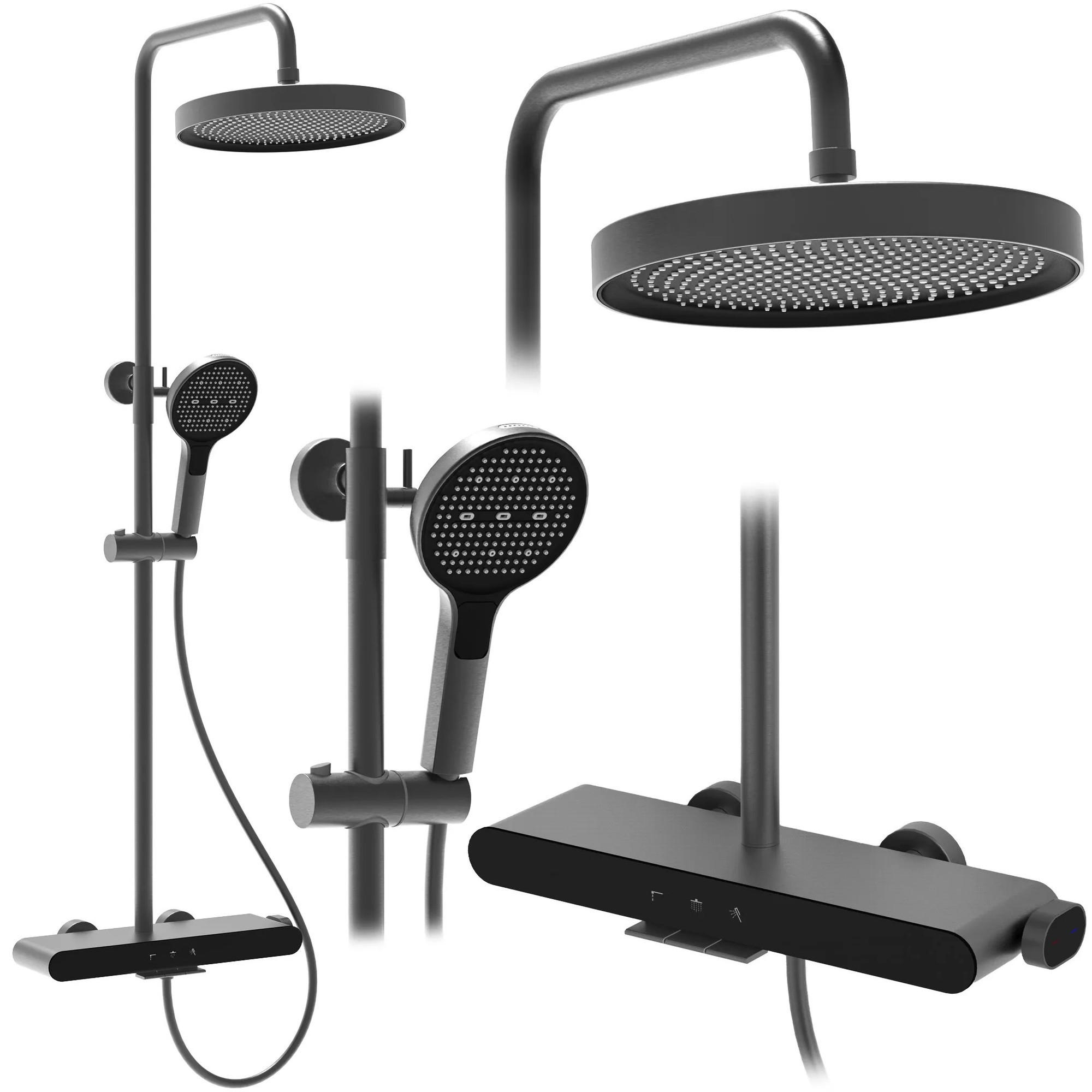DUSCHGARNITUR Rea Farel Titan - Titanfarben, Metall (15.5/128/40cm) - REA