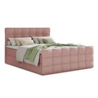 BOXBETT Best Lux - 160x200 - pink (Inari 52, Webstoff) - Pink/Schwarz, Holz/Holzwerkstoff (160/200cm) - Sofnet