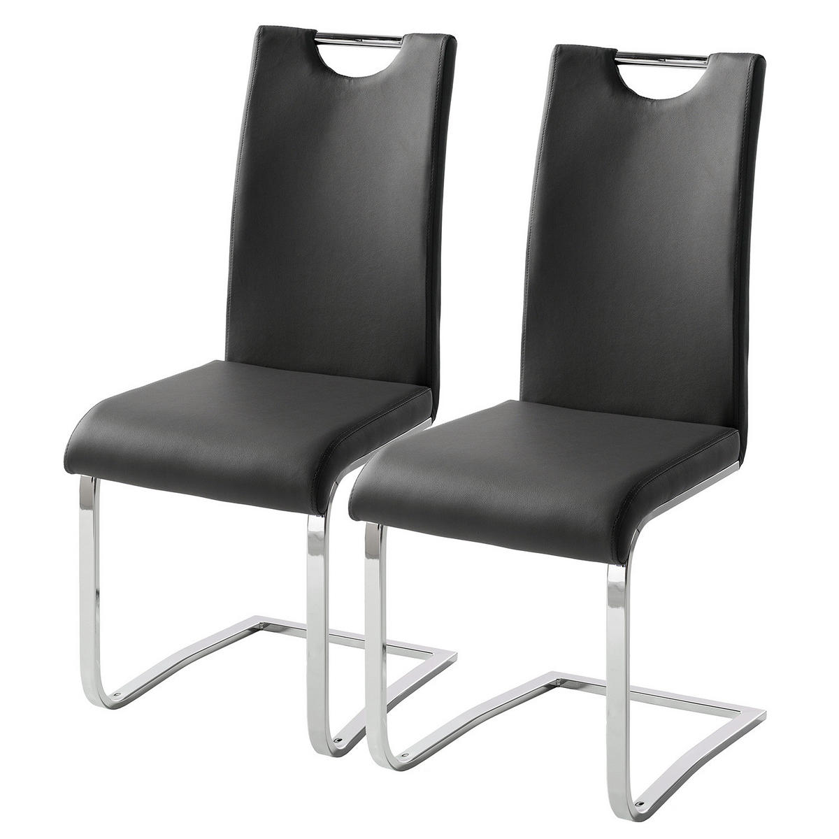 FREISCHWINGER - Kunstleder / Metall - Schwarz, Kunststoff (43/101/45cm) - home24