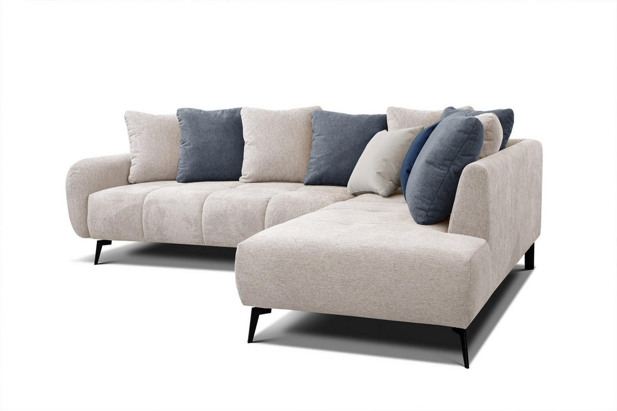 ECKSOFA EVENTO 5-Sitzer, creme - Creme/Schwarz, Holzwerkstoff/Textil (266/206cm) - Courtois Laville