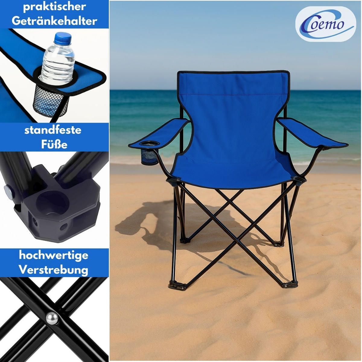 CAMPINGSTUHL FALTBAR in Blau - Blau, Metall (50/80/50cm) - Coemo