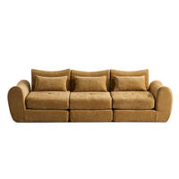 SCHLAFSOFA 3-Sitzer aus Chenille, Weiches Klappsofa ohne Montage, Gelb - Gelb, Textil (262/78/97cm) - Kaket