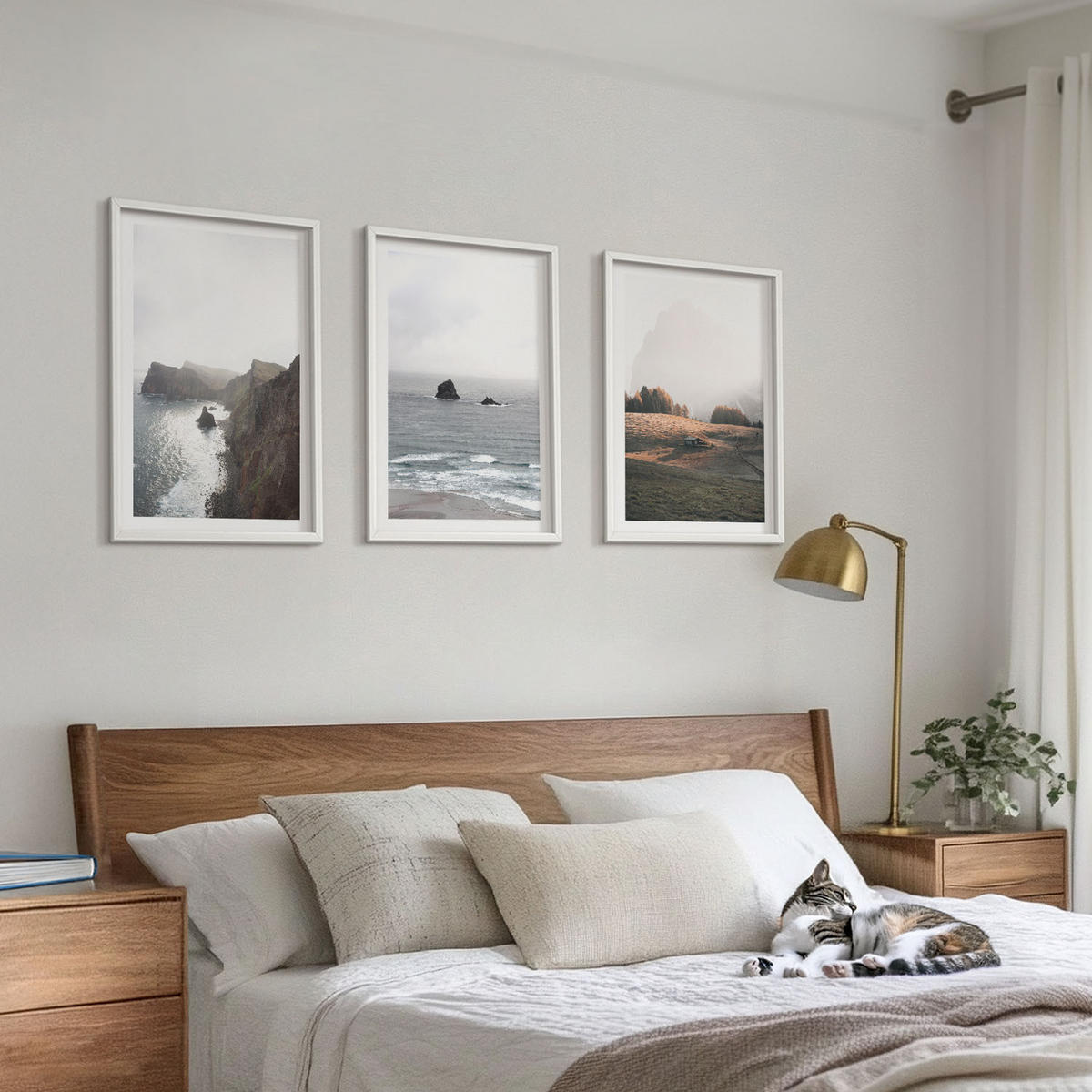 WANDBILDER 3er-Set - 40x60 cm Weißer Rahmen - Landschaften aus Bergen und Meer - Weiß, Kunststoff (40/60cm) - ArtPrintCave