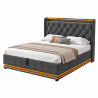 POLSTERBETT mit Bettkasten und Matratze 140x200 cm Leinen Grau - Grau, Metall (140/200cm) - Beauniv