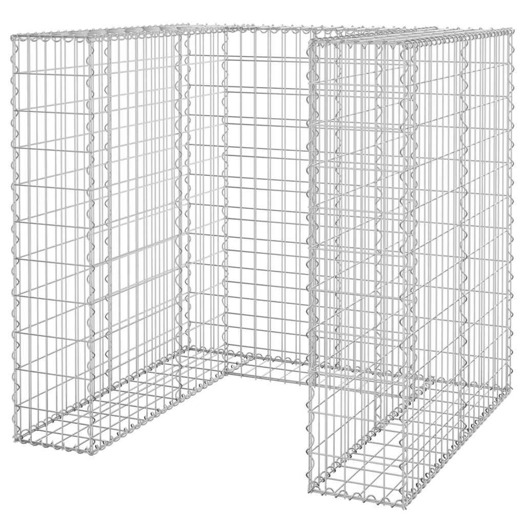 1ER Gabionen Mülltonnenbox ESOL | 110x110x100cm| Mülltonnenverkleidung für 1 Tonne - Silberfarben, Metall (110/110/100cm) - DELUKE