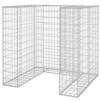 1ER Gabionen Mülltonnenbox ESOL | 110x110x100cm| Mülltonnenverkleidung für 1 Tonne - Silberfarben, Metall (110/110/100cm) - DELUKE