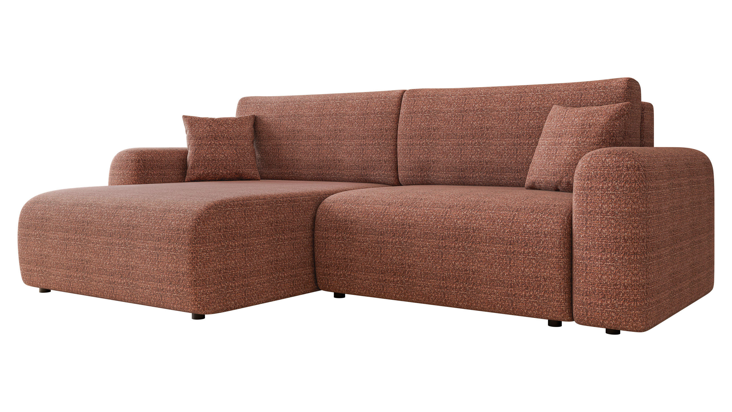 ECKSOFA Floryn L - Schwarz/Rosa, Holz/Kunststoff (245/145cm) - MIRJAN24